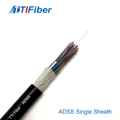 Núcleo 6/12/48/96/144 ótico aéreo do cabo da fibra do único modo de Adss G652d