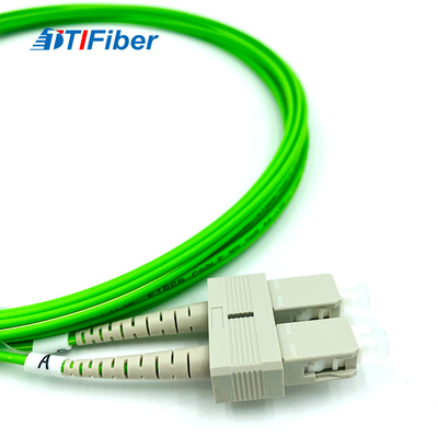 Patchcord ótico da fibra de SC-SC/cabo de remendo multimodo duplex 2,0 da trança OM5 50/125um com materiais de PVC/LSZH