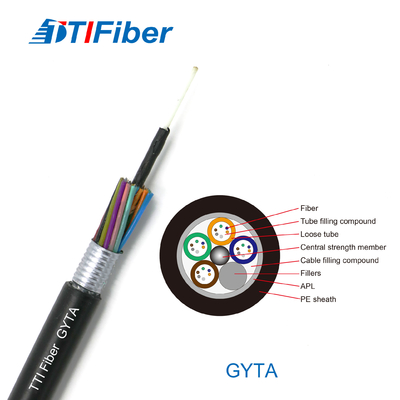 Costa de alumínio Singlemode dos núcleos do cabo de fibra ótica 2 - 288 de Gyta da fita de G652d