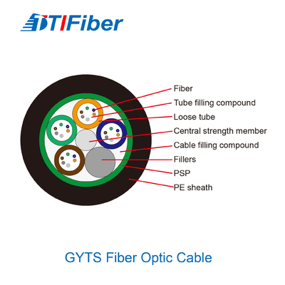 Núcleo de fibra ótica blindado do cabo 4/8/12/24/48 do único modo GYTS G652D G657A