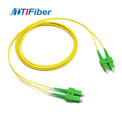 OEM amarelo do cabo de remendo da fibra do revestimento de PVC da manutenção programada DX 9/125 de SC/APC-SC/APC disponível