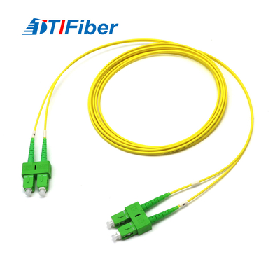 OEM amarelo do cabo de remendo da fibra do revestimento de PVC da manutenção programada DX 9/125 de SC/APC-SC/APC disponível