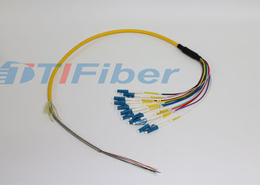 Trança amarela/alaranjada da trança de fibra ótica do pacote do LC UPC APC, do único modo