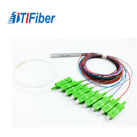 Tipo de aço comprimento de onda 1260-1650 do divisor 1*8 da fibra ótica do tubo com conector de SC/APC