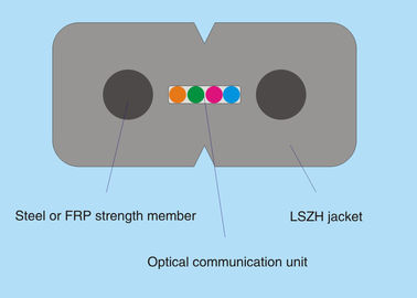 Cabo de fibra óptica da gota do único modo FTTH com membro de força do fio de aço/FRP