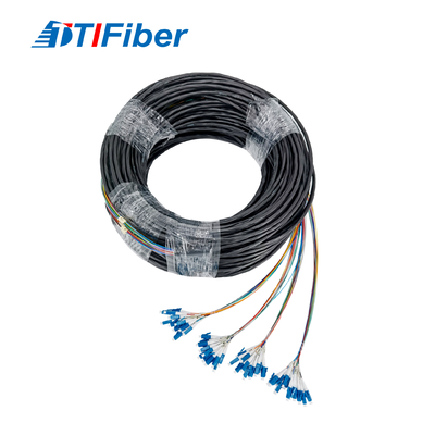 Cabo de remendo impermeável da trança da fibra ótica do núcleo da manutenção programada 48 do LC para FTTH FTTX