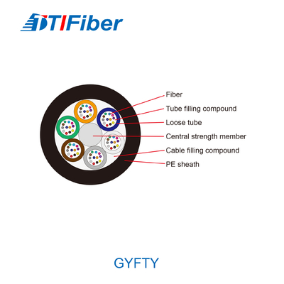 GYFTY exterior 12 24 48 96 cabos óticos da fibra do núcleo G652D com membro de força de FRP