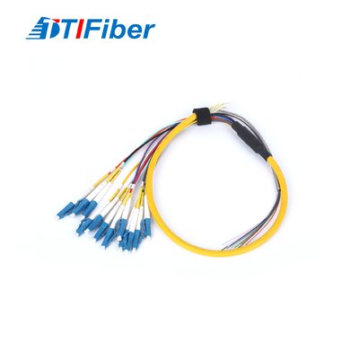 trança da fibra ótica da manutenção programada de 0.9mm 12core LC com cabo de fibra ótica amarelo