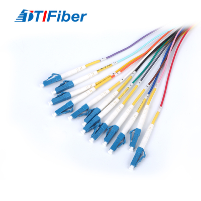 trança da fibra ótica da manutenção programada de 0.9mm 12core LC com cabo de fibra ótica amarelo