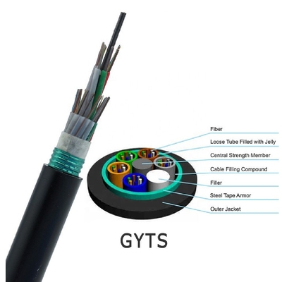 Multi tubo fraco 24 de GYTS 36 48 blindados aéreos do canal de cabo de fibra ótica do núcleo