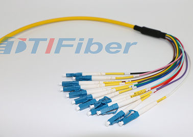 Trança amarela/alaranjada da trança de fibra ótica do pacote do LC UPC APC, do único modo