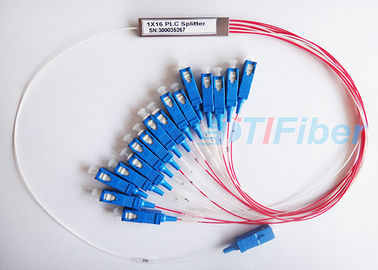 tipo de aço mini divisor do tubo 1X16 do PLC da fibra ótica com o conector do SC/APC