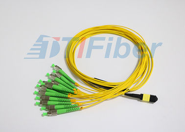 Núcleo MPO do amarelo 12 aos cabos do remendo da fibra ótica de FC para a rede das telecomunicações