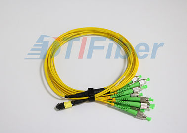Núcleo MPO do amarelo 12 aos cabos do remendo da fibra ótica de FC para a rede das telecomunicações
