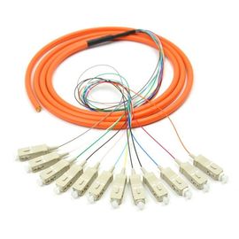 Cabo de remendo de fibra ótica com CE, cabo do SC UPC do núcleo da laranja 12 de remendo da fibra multimodo
