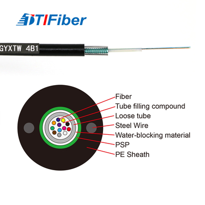 Cabo de fibra óptica 12 núcleo 24 núcleo 48 núcleo SM G652D Diâmetro externo 7,0 mm fio de aço PE cabo de fibra de revestimento preto