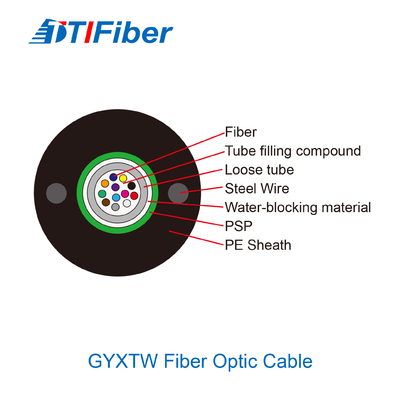 Cabo de fibra óptica 12 núcleo 24 núcleo 48 núcleo SM G652D Diâmetro externo 7,0 mm fio de aço PE cabo de fibra de revestimento preto