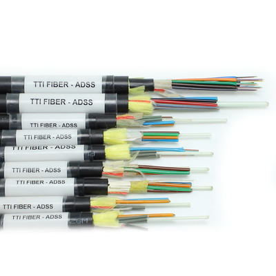 Cabos de fibra óptica externos aéreos ADSS G652D G657A1 G657A2 monomodo 1 12 24 48 96 144 núcleos