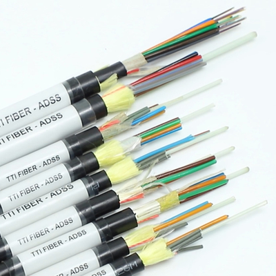 Cabos de fibra óptica externos aéreos ADSS G652D G657A1 G657A2 monomodo 1 12 24 48 96 144 núcleos