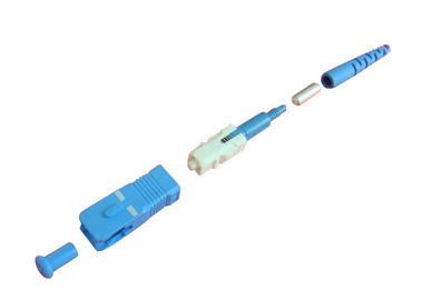 Azul/verde que abriga o conector óptico do sc de 3.0mm para uma comunicação de fibra óptica