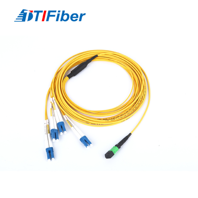 12 o cabo de remendo Singlemode MPO da fibra ótica do núcleo G657A LC OFNR ventila para fora