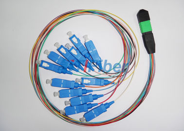 12 cabo de remendo da fibra óptica do núcleo MTP com cabo redondo da fibra de 3.0mm