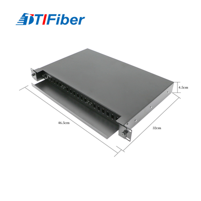 quadro de distribuição da fibra ótica 1U, 24 painéis de remendo portuários da fibra ótica de ODF